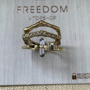 Topshop Women Rings Set of 3 Rings Gold Tone Fashion Jewelry Size 7.5 New